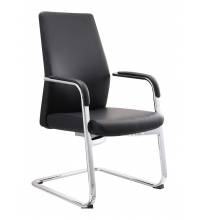 Кресло Бюрократ _JONS-LOW-V/BLACK на полозьях черный кожа