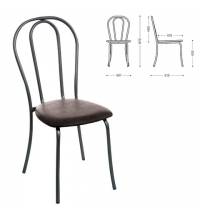 Стул для столовых, кафе, дома "Вереск", черный каркас, кожзам черный, СМ7/6-05 К-01